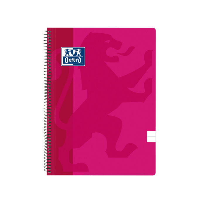 Oxford School Classic Cuaderno Espiral Tapa de Plastico Folio - 1 Linea con Margen - 80 Hojas - Color Fucsia