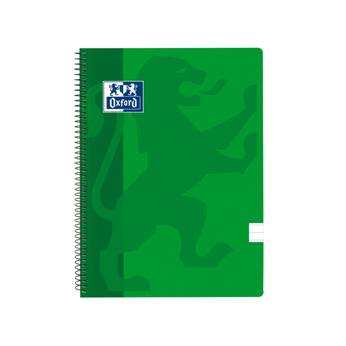 Oxford School Classic Cuaderno Espiral Tapa de Plastico Folio - 1 Linea con Margen - 80 Hojas - Color Verde