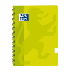 Oxford School Classic Cuaderno Espiral Tapa de Plastico Folio - Pauta 2.5 con Margen - 80 Hojas - Color Lima