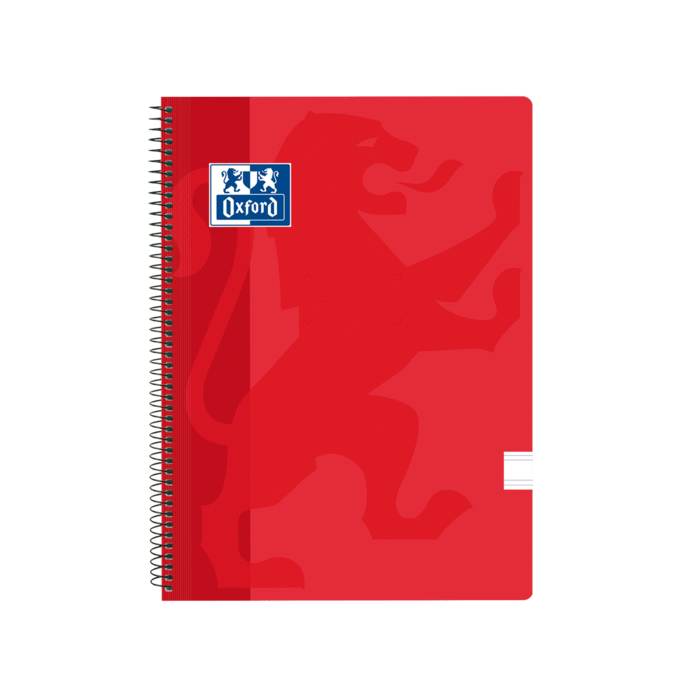 Oxford School Classic Cuaderno Espiral Tapa de Plastico Folio - Pauta 2.5 con Margen - 80 Hojas - Color Rojo