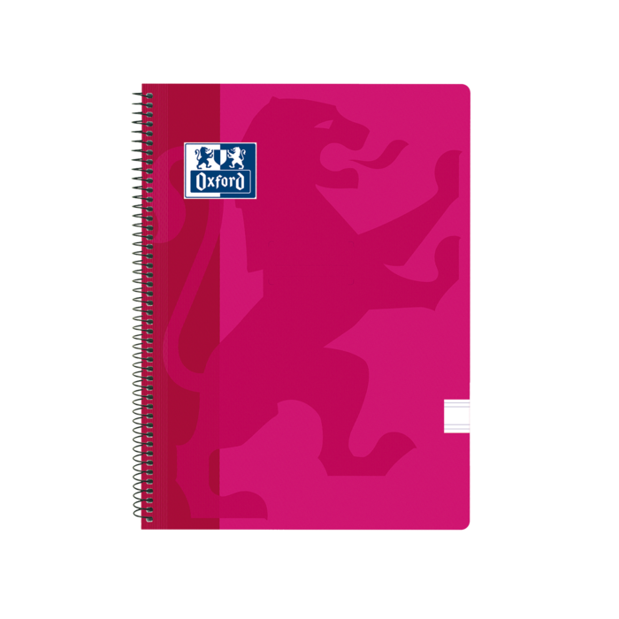 Oxford School Classic Cuaderno Espiral Tapa de Plastico Folio - Pauta 2.5 con Margen - 80 Hojas - Color Fucsia