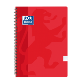 Oxford School Classic Cuaderno Espiral Tapa de Plastico Folio 4x4 - 80 Hojas - Tapa de Plastico - Color Rojo