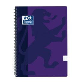 Oxford School Classic Cuaderno Espiral Tapa de Plastico Folio 4x4 - 80 Hojas - Tapa de Plastico Resistente - Cuadricula 4x4 con Margen - Color Lila