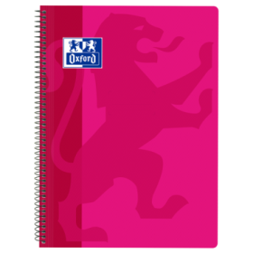 Oxford School Classic Cuaderno Espiral Tapa de Plastico Folio 4x4 - 80 Hojas - Margen - Ideal para Estudiantes - Color Fucsia