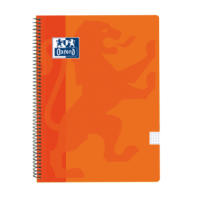 Oxford School Classic Cuaderno Espiral Tapa de Plastico Folio 4x4 - 80 Hojas - con Margen - Ideal para Estudiantes - Color Naranja