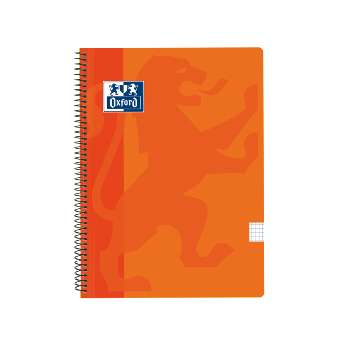 Oxford School Classic Cuaderno Espiral Tapa de Plastico Folio 4x4 - 80 Hojas - con Margen - Ideal para Estudiantes - Color Naranja