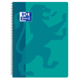 Oxford School Classic Cuaderno Espiral Tapa de Plastico Folio 4x4 - Resistente Tapa de Plastico - Cuadricula de 4x4 con Margen - 80 Hojas de Alta Calidad - Color Aqua