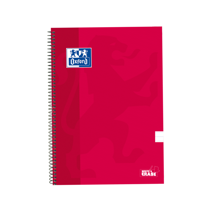 Oxford School Classic Cuaderno Espiral Tapa Extradura Write-Erase - Folio 1 Linea con Margen - 80 Hojas - Color Rojo