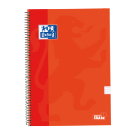 Oxford School Classic Cuaderno Espiral Tapa Extradura Write-Erase - Folio 4x4 con Margen - 80 Hojas - Color Naranja