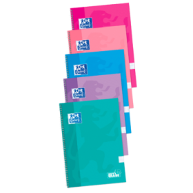 Oxford School Classic Cuaderno Espiral Tapa Extradura Write-Erase - Folio 4x4 con Margen - 80 Hojas - Colores Surtidos