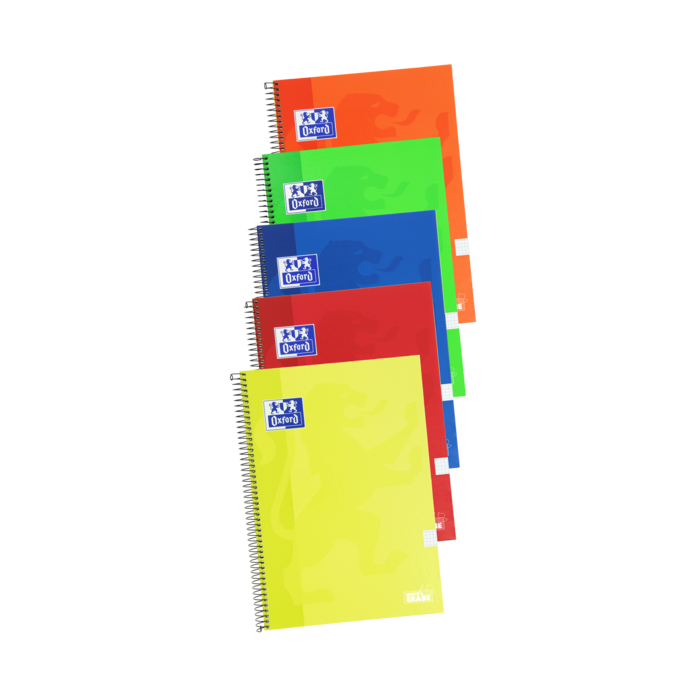 Oxford School Classic Cuaderno Espiral Tapa Extradura Write-Erase - Folio 4x4 con Margen - 80 Hojas - Colores Surtidos