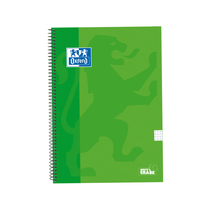 Oxford School Classic Cuaderno Espiral Tapa Extradura Write-Erase - Folio 4x4 con Margen - 80 Hojas - Color Verde