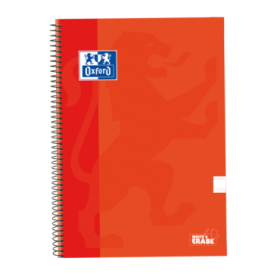 Oxford School Classic Cuaderno Espiral Tapa Extradura Write-Erase - Folio Pauta 2.5mm - 80 Hojas - Color Naranja