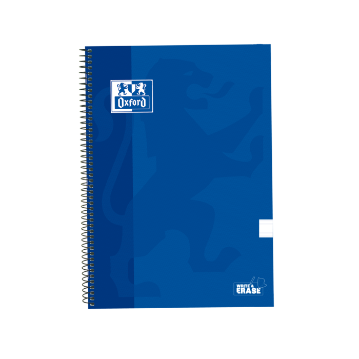 Oxford School Classic Cuaderno Espiral Tapa Extradura Write-Erase - Pauta 3.5mm con Margen - 80 Hojas - Color Azul Marino