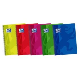 Oxford School Classic Fº Cuaderno Espiral - Tapa de Plastico Resistente - 1 Linea con Margen para Escribir Ordenadamente - 80 Hojas - Colores Surtidos