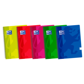 Oxford School Classic Fº Cuaderno Espiral - Tapa de Plastico Resistente - Cuadricula 5x5 con Margen - 80 Hojas - Colores Surtidos