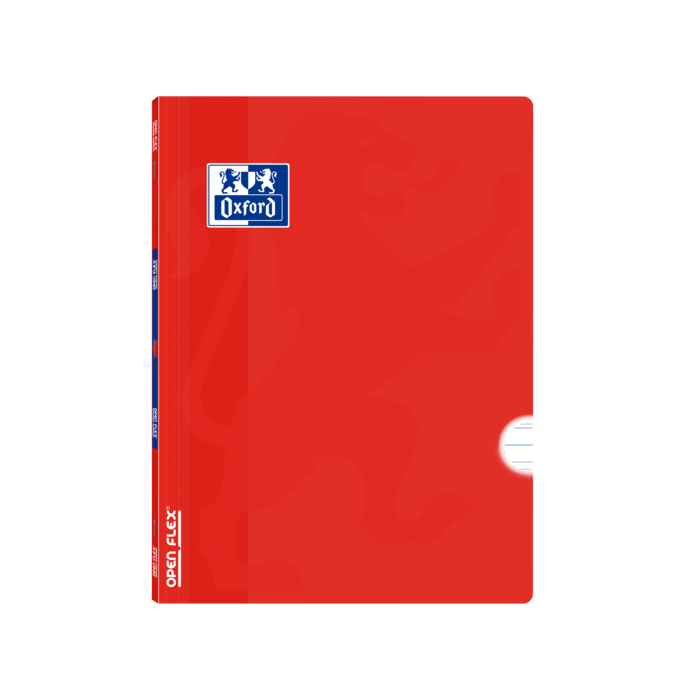 Oxford School Classic Openflex A4 - Tapa de Plastico Resistente - Libreta Grapada - Pauta 3.5 con Margen - 48 Hojas - Color Rojo