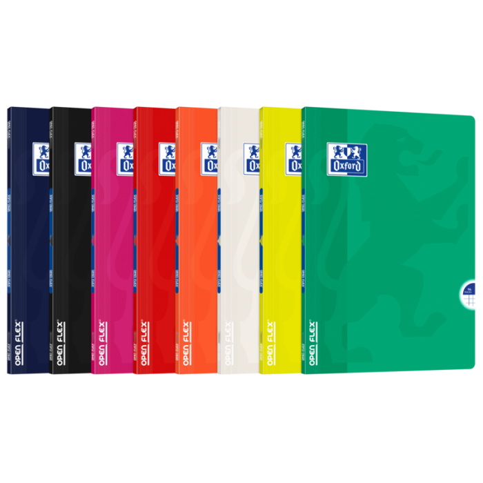 Oxford School Classic Openflex A4 - Tapa de Plastico Resistente - Libreta Grapada 5x5 con Margen - 48 Hojas de Papel de Alta Calidad - Colores Surtidos