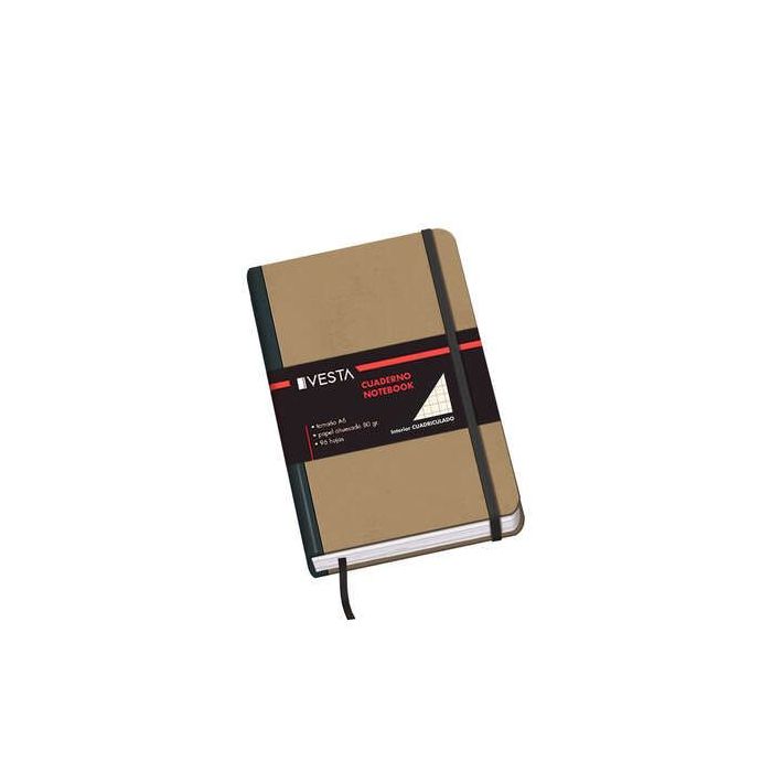 Dohe Cuaderno Cartone con Puntas Redondeadas - 96 Hojas de Papel Ahuesado de 80gr - Tapa en Tres Piezas con Lomera de Tela - Cierre de Gomas y Cinta de Registro
