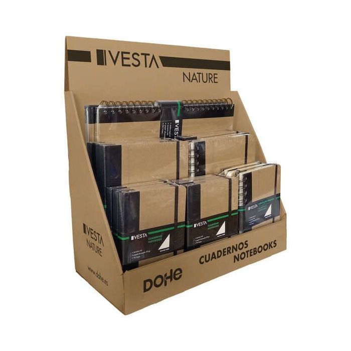 Dohe Expositor de Sobremesa para Cuadernos Vesta Nature - Fabricado en Carton Reforzado Color Kraft - Diseño Resistente y Ecologico - Ideal para Organizar y Exhibir Cuadernos