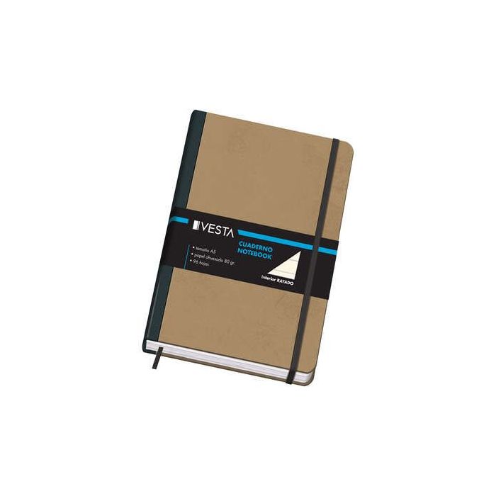 Dohe Cuaderno Cartone con Puntas Redondeadas - 96 Hojas de Papel Ahuesado de 80gr - Tapa en Tres Piezas con Lomera de Tela - Cierre de Gomas y Cinta de Registro