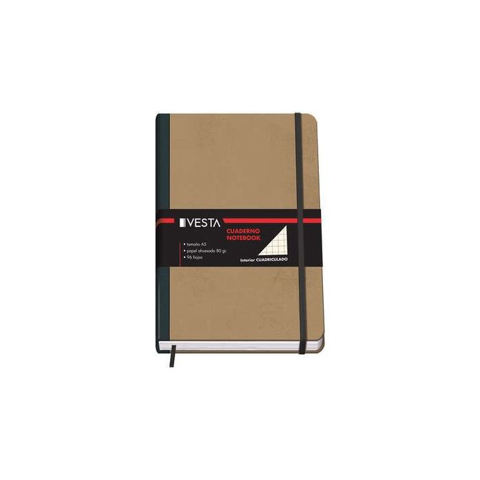 Dohe Cuaderno Cartone con Puntas Redondeadas - 96 Hojas de Papel Ahuesado de 80gr - Tapa en Tres Piezas con Lomera de Tela - Cierre de Gomas y Cinta de Registro