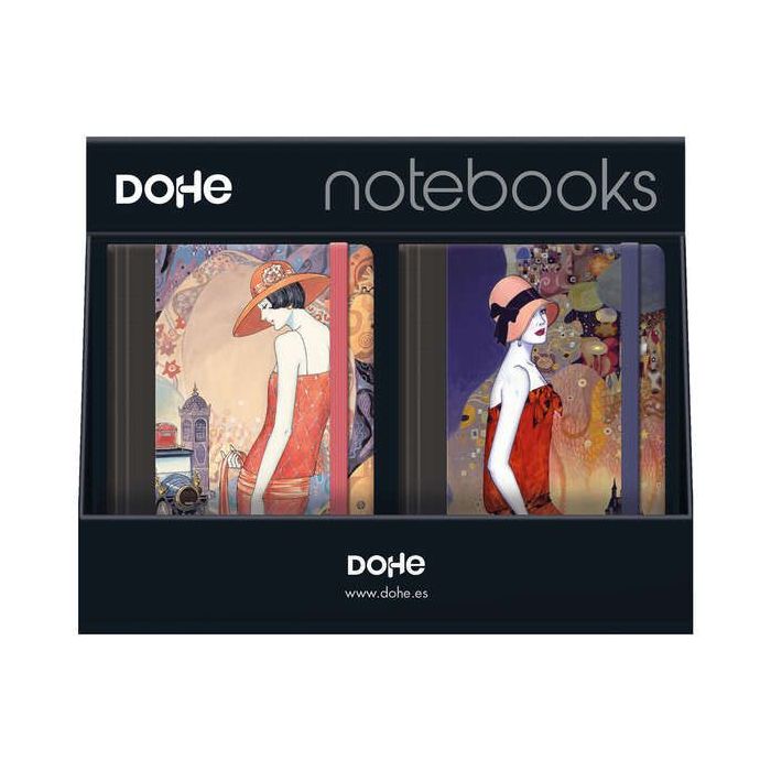 Dohe Expositor de 12 Notebooks A5 12x17cm - Incluye 3x Caroline, 3x Charlotte, 3x Sophie y 3x Rosalie - Ideal para Organizar tus Notas y Apuntes de Forma Practica y Elegante