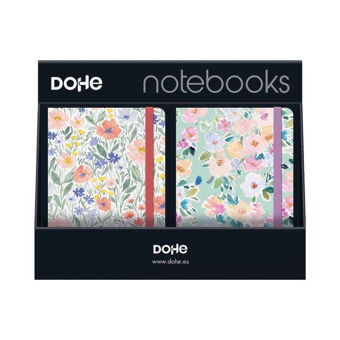Dohe Expositor con 12 Notebooks A5 12x17cm - Incluye 3x Sunflower, 3x Kitty, 3x Summer y 3x Garden - Ideal para Tomar Notas, Dibujar o Planificar