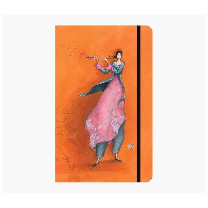 Pictura Gaëlle Boissonnard Cuaderno de Tapa Dura - 13x21cm - Cierre con Cinta Elastica - Cinta de Raso para Marcar La Pagina - 192 Paginas con Lineas