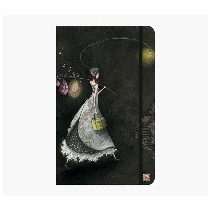 Pictura Gaëlle Boissonnard Cuaderno de Tapa Dura - 13x21cm - Cierre con Cinta Elastica - Cinta de Raso para Marcar La Pagina - 192 Paginas con Lineas