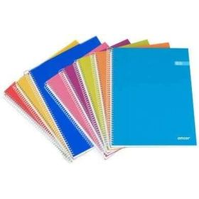 Ancor Classic Stripes Cuaderno Espiral Tamaño Folio Cuadriculado 4x4mm - 80 Hojas 90gr - Tapa de Carton Plastificado - Colores Surtidos