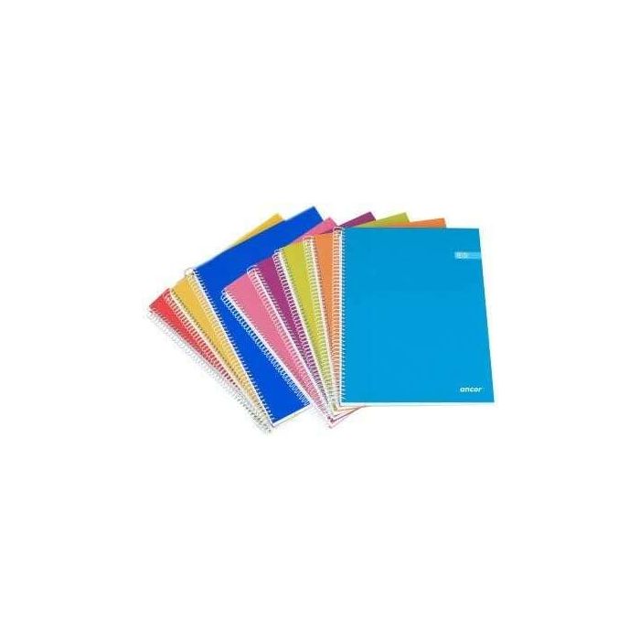 Ancor Classic Stripes Cuaderno Espiral Tamaño Folio Cuadriculado 4x4mm - 80 Hojas 90gr - Tapa de Carton Plastificado - Colores Surtidos