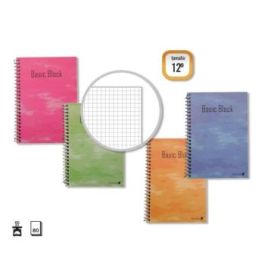 Golden Cuaderno Espiral 12º Natural 80 Hojas 60gr Cuadricula - Margen Remarcado - Tapa Normal Plastificada - Colores Surtidos