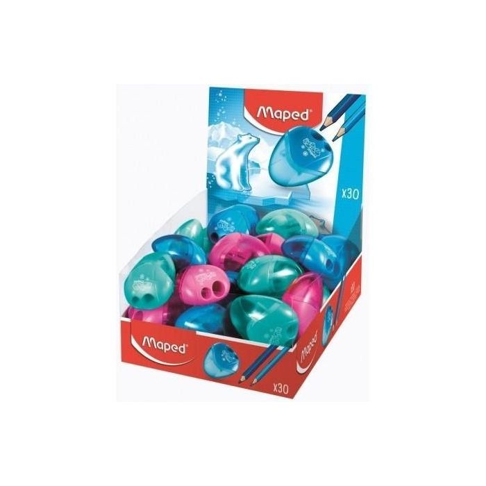 Maped I-Gloo Sacapuntas de 2 Orificios con Deposito de Gran Capacidad - Forma Ergonomica - Colores Surtidos
