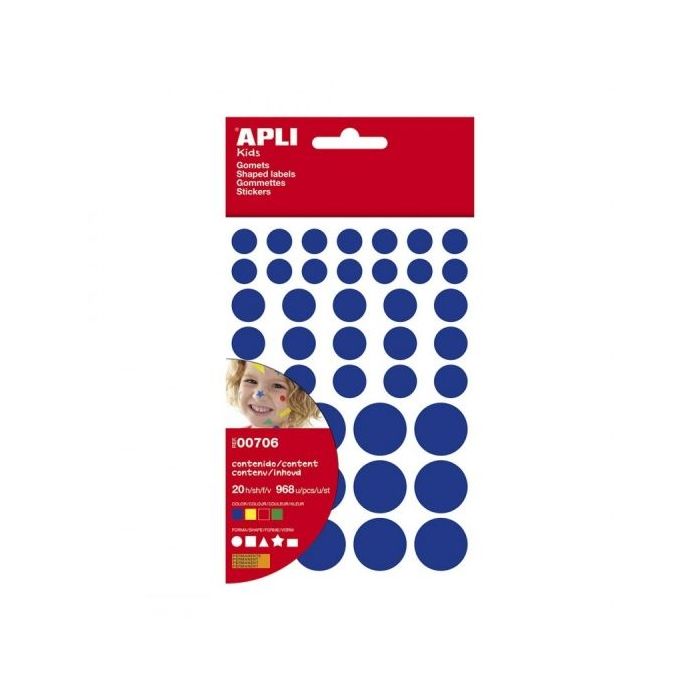 Apli Pack de 864 Gomets de Diferentes Colores, Formas y Tamaños - Adhesivo Permanente - Desarrollo Psicomotor - Calidad y Seguridad Certificada
