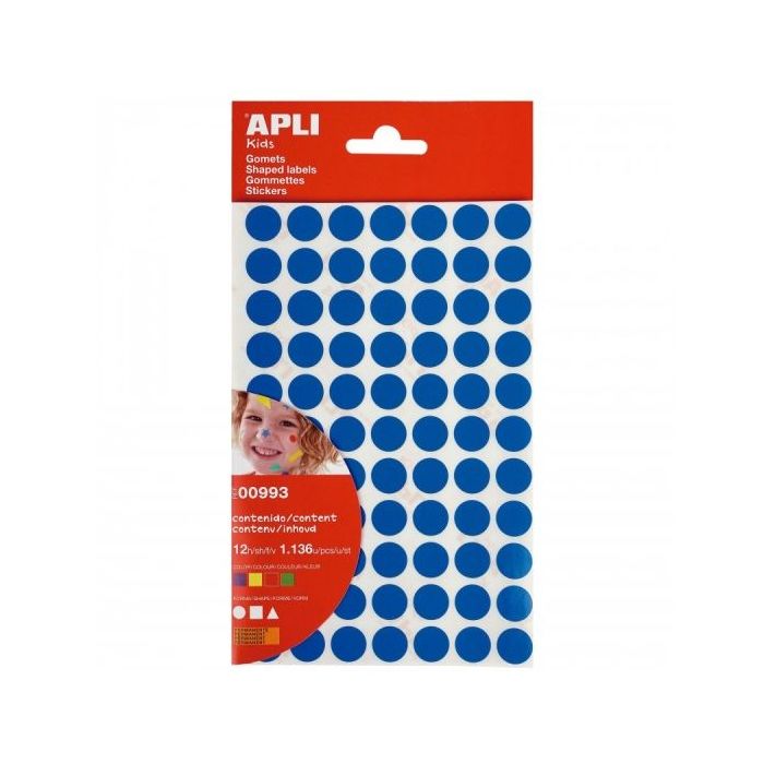 Apli Bolsa de Gomets Adhesivo Permanente - 1.136 Gomets - Desarrolla Psicomotricidad y Creatividad - Adhesivo Base Agua - Color Amarillo