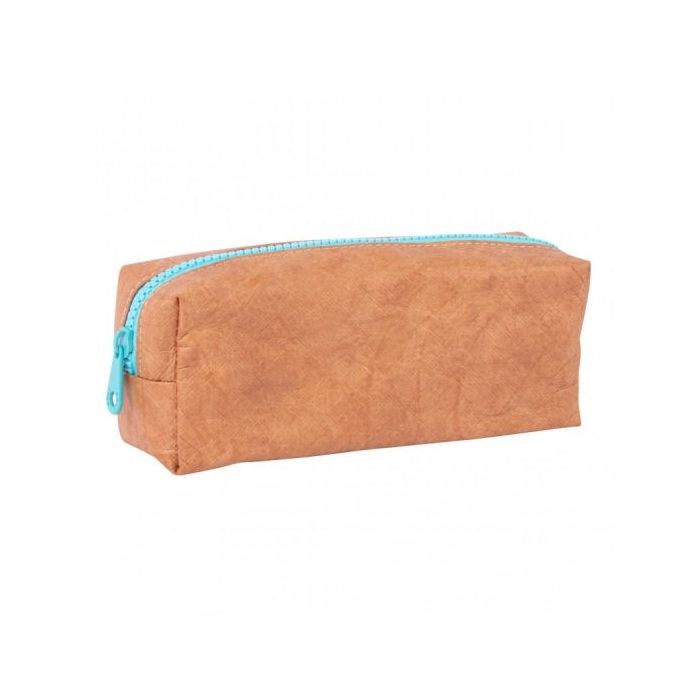 Apli Estuche Multiusos Kraft Collection - Textura Kraft - Gran Capacidad - Flexible - Resistente al Agua - Facil de Limpiar - Ideal para Escuela y Uso Diario - Cremallera Azul