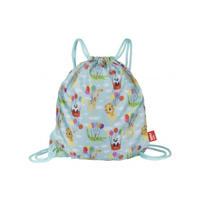 Apli Bolsa de Tela con Cierre de Cordon - Dibujos de Animales - Ideal para Guarderia, Cole o Excursiones