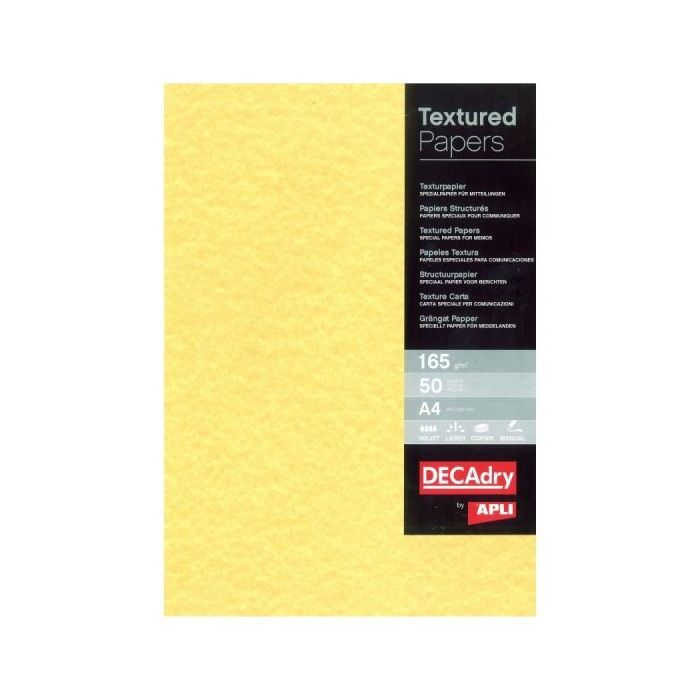 Apli Pack de 50 Hojas de Papel Pergamino - 165gr - Diseño Doble Cara - Ideal para Invitaciones, Diplomas y Manualidades - Compatible con Impresoras Inkjet, Laser y Fotocopiadoras - Color Oro