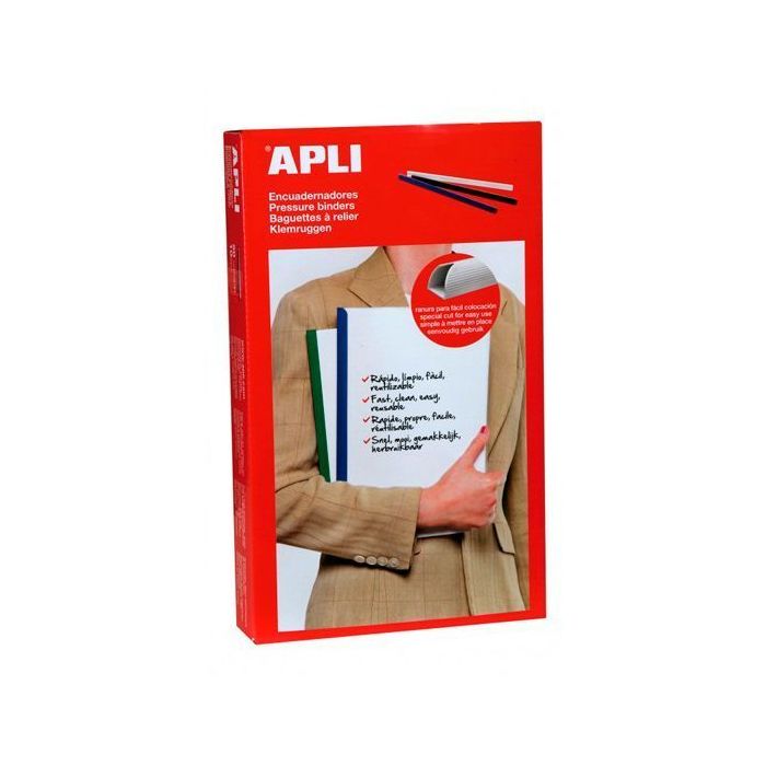 Apli Pack de 50 Encuadernadores Deslizantes - Facil y Rapido - Ranura para Insercion - Capacidad 150 Hojas - Color Negro