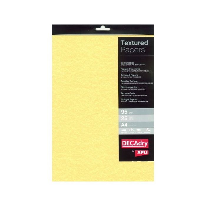 Apli Pack de 25 Hojas de Papel Pergamino - 95gr - Diseño Doble Cara - Ideal para Invitaciones, Diplomas y Manualidades - Compatible con Impresoras Inkjet, Laser y Fotocopiadoras - Color Oro