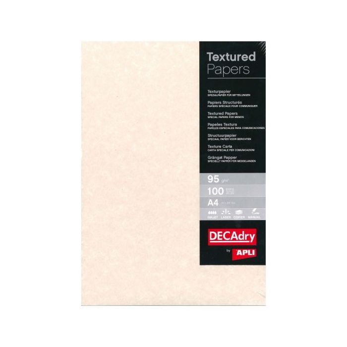 Apli Pack de 100 Hojas de Papel Pergamino A4 - 95gr - Diseño en Ambos Lados - Ideal para Invitaciones y Manualidades - Compatible con Impresoras y Escritura Manual - Color Gris