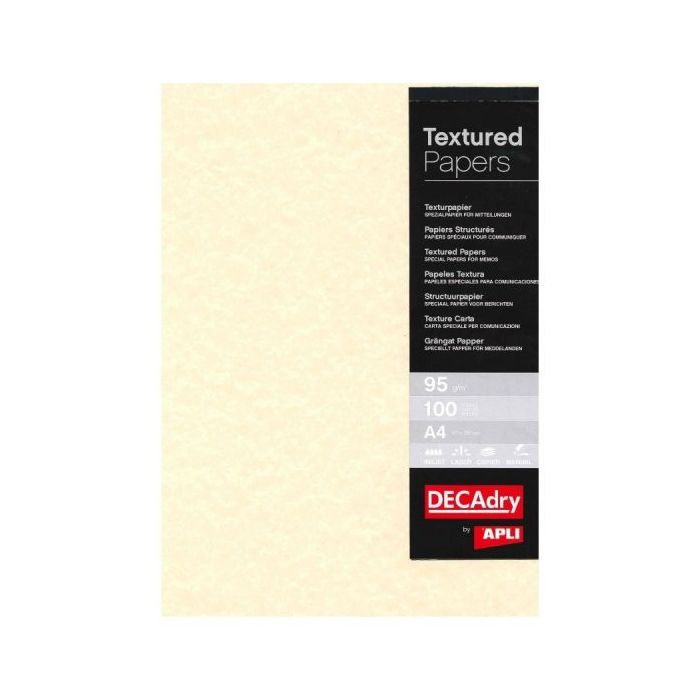 Apli Pack de 100 Hojas de Papel Pergamino - 95gr - Diseño Doble Cara - Ideal para Invitaciones, Diplomas y Manualidades - Compatible con Impresoras Inkjet, Laser y Fotocopiadoras - Color Champan