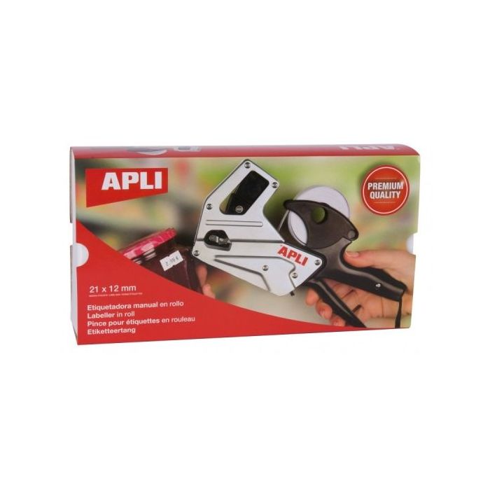 Apli Maquina Etiquetadora de Precios Premium - 1 Linea - 8 Caracteres - Facil Uso - Cambio Rapido de Digitos - Instalacion Sencilla - Correa de Muñeca - Incluye Cartuchos y Rollo de Etiquetas