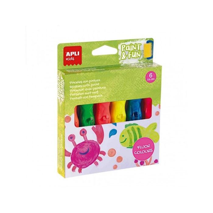 Apli Temperas en Tubo con Pincel - Practico y Sin Limpieza - Fomenta Creatividad y Colaboracion - Color Amarillo Fluorescente