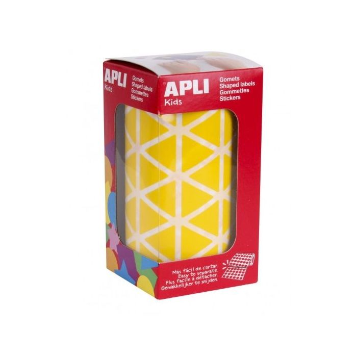 Apli Rollo de Gomets Triangulares - Adhesivo Permanente - 2.832 Gomets - Color Amarillo