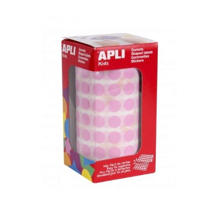 Apli Rollo de Gomets Redondos - Adhesivo Permanente - 5.192 Gomets - Fomenta la Psicomotricidad - Adhesivo Base Agua - Libre de Disolventes