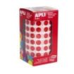 Apli Rollo de Gomets Redondos Adhesivo Permanente - 5.192 Gomets - Adhesivo Base Agua - Color Rojo