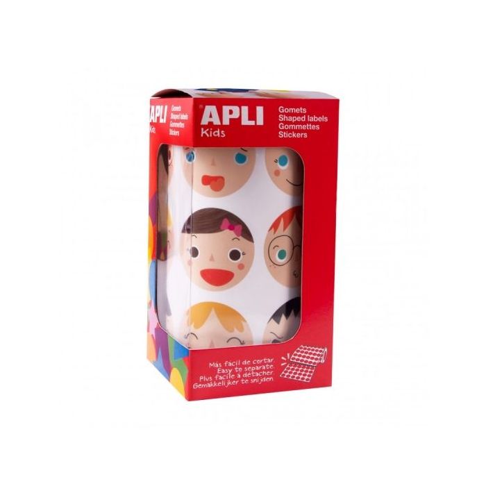 Apli Rollo de Gomets Emociones - Adhesivo Removible - 24 Diseños Distintos - Adhesivo Base Agua - Libre de Disolventes