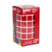 Apli Rollo de Gomets Cuadrados - Adhesivo Permanente - 2.832 Gomets - Adhesivo Base Agua - Libre de Disolventes - Color Rojo